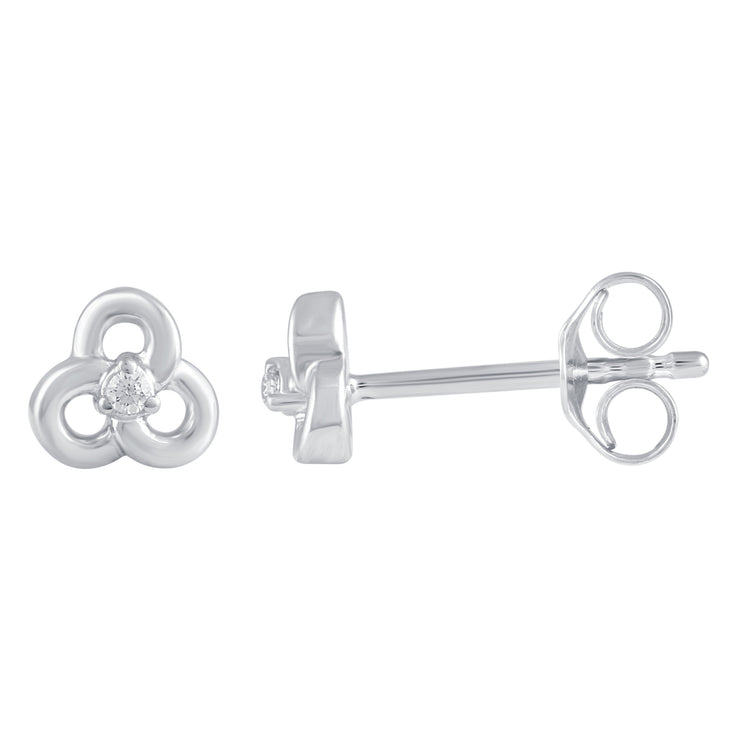 3 Pairs Set Ear Party 1/20 Cttw Natural Diamond Pansy Flower 1 Stone Bar Crawler Stud Earrings in 925 Sterling Silver