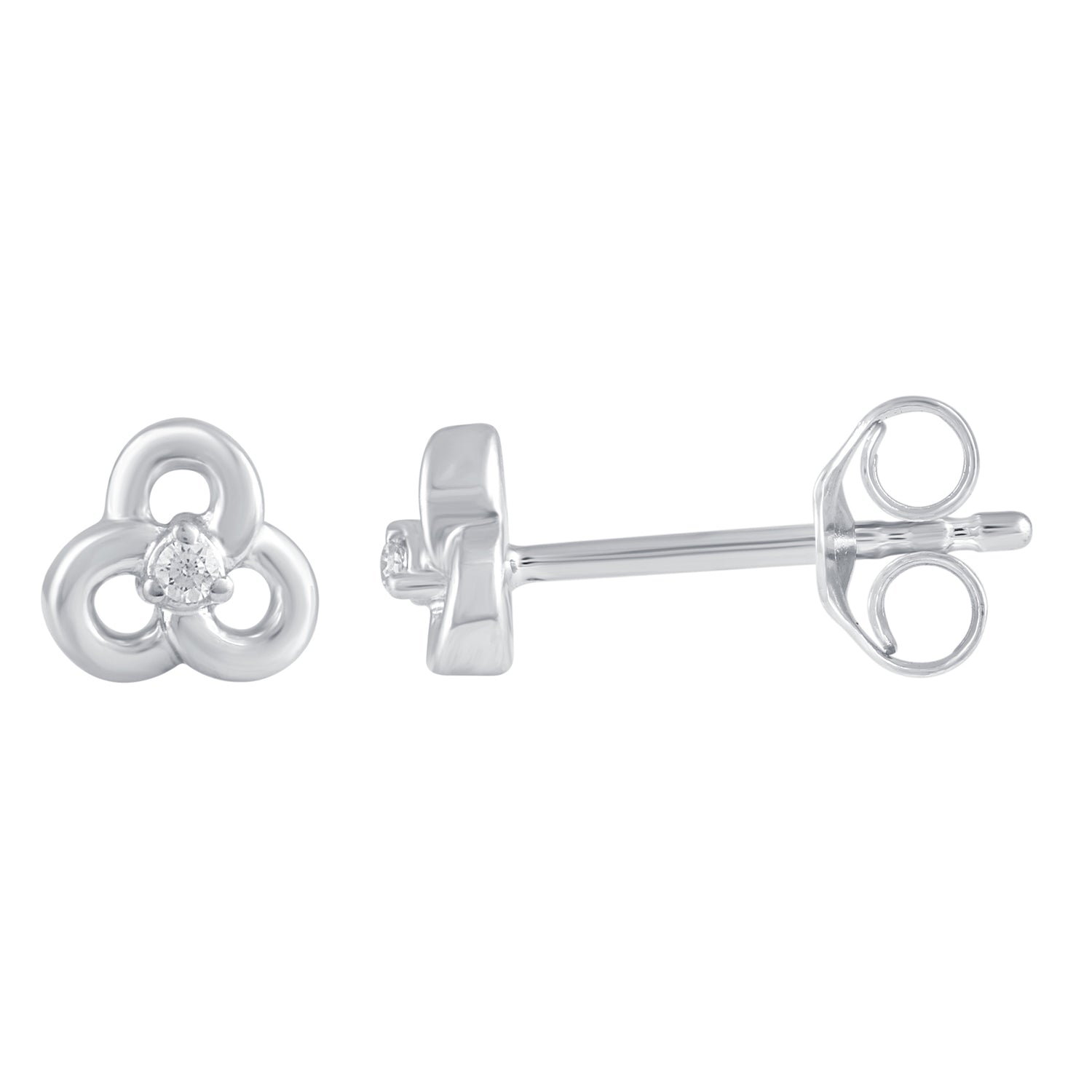 3 Pairs Set Ear Party 1/20 Cttw Natural Diamond Pansy Flower 1 Stone Bar Crawler Stud Earrings in 925 Sterling Silver