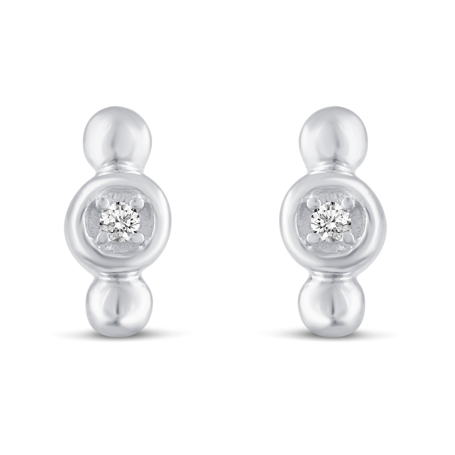 3 Pairs Set Ear Party 1/20 Cttw Natural Diamond Pansy Flower 1 Stone Bar Crawler Stud Earrings in 925 Sterling Silver