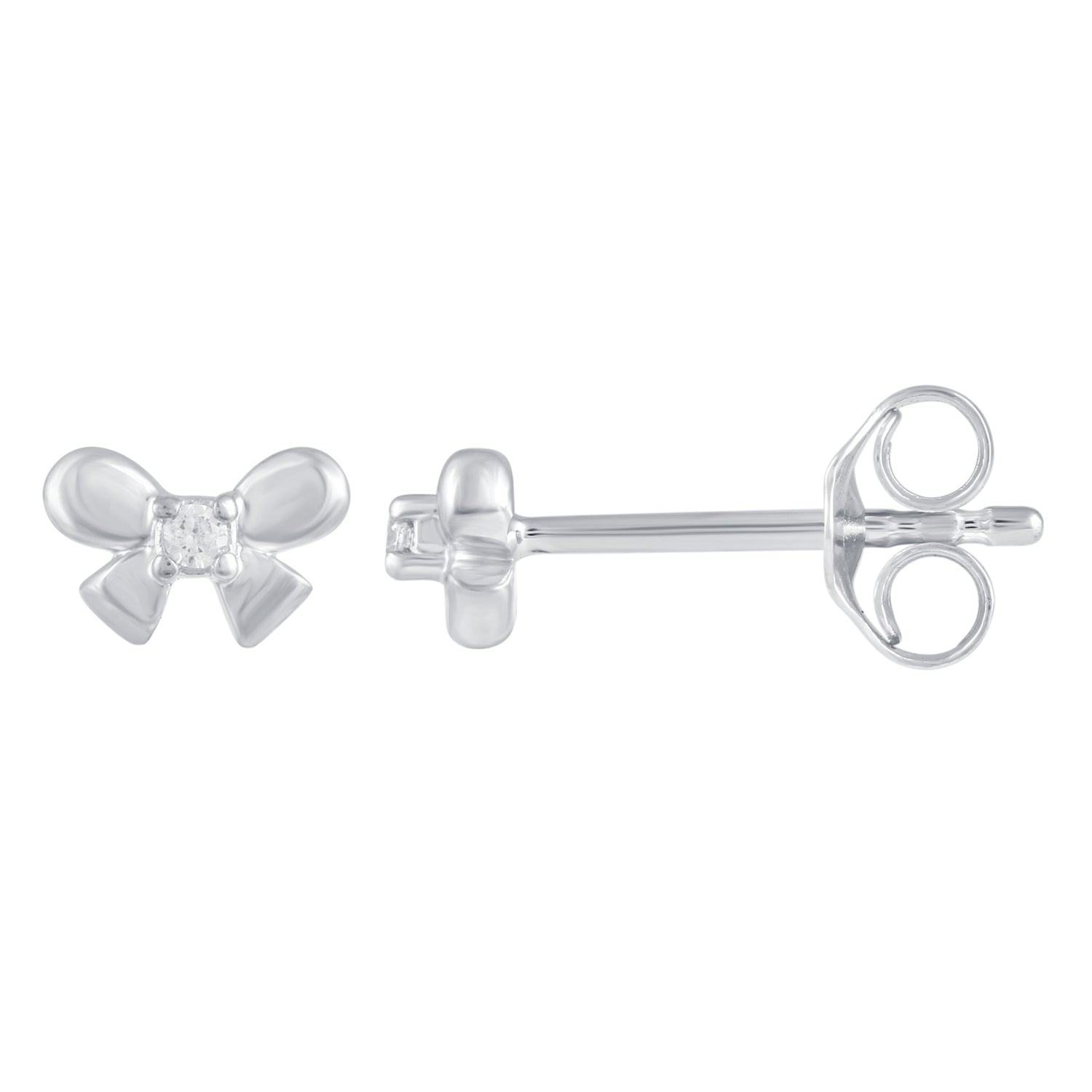 3 Pairs Set Ear Party 1/20 Cttw Natural Diamond Bow Tie X Disk Stud Earrings in 925 Sterling Silver
