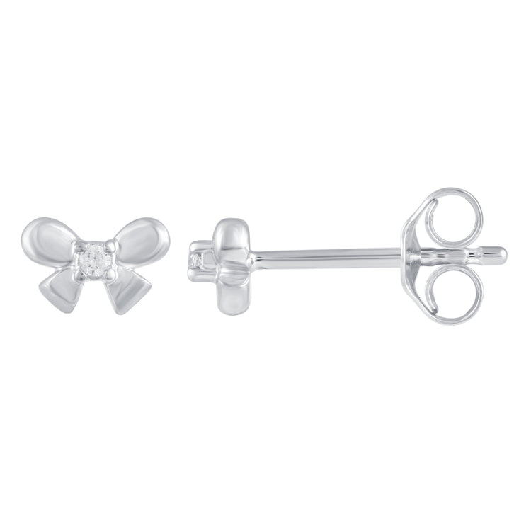 3 Pairs Set Ear Party 1/20 Cttw Natural Diamond Bow Tie X Disk Stud Earrings in 925 Sterling Silver