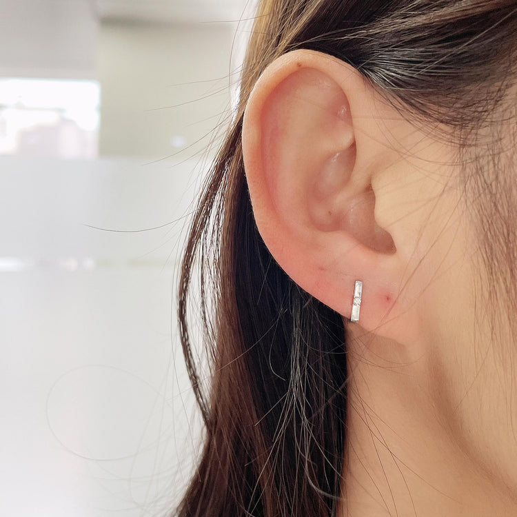 1/30 Cttw Natural Diamond Single Stone Square Stud Earrings in 925 Sterling Silver earparty