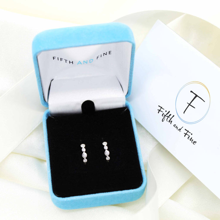 1/30 Cttw Natural Diamond Beaded Mini Huggie Stud Earrings in 925 Sterling Silver