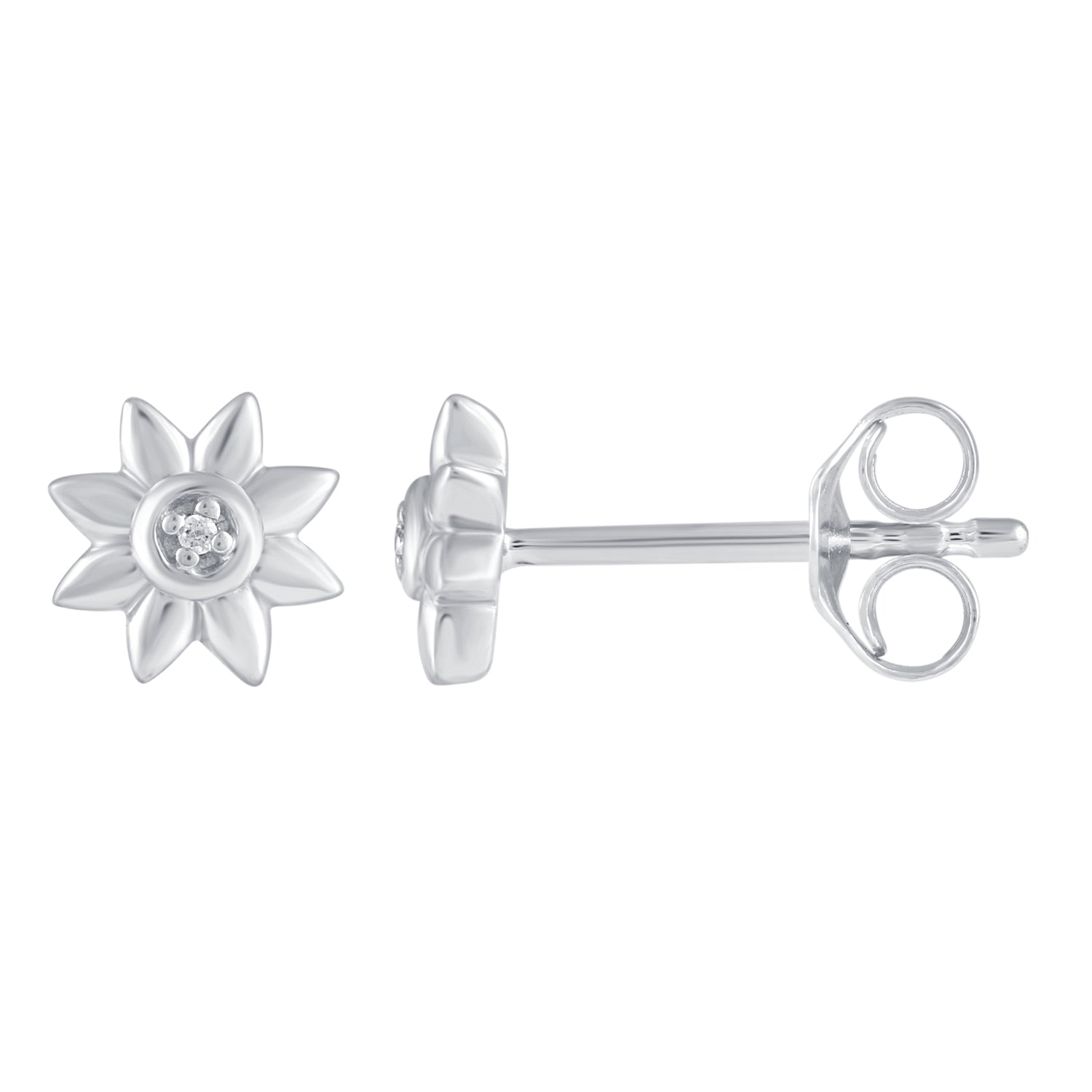 3 Pairs Set Ear Party 1/10 Cttw Natural Diamond Three Stone Bar Flower Marquise Flower Stud Earrings in 925 Sterling Silver