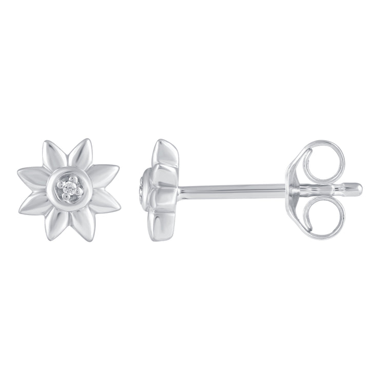 3 Pairs Set Ear Party 1/10 Cttw Natural Diamond Three Stone Bar Flower Marquise Flower Stud Earrings in 925 Sterling Silver