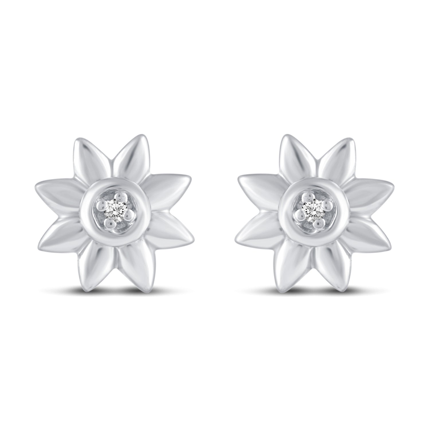 3 Pairs Set Ear Party 1/10 Cttw Natural Diamond Three Stone Bar Flower Marquise Flower Stud Earrings in 925 Sterling Silver