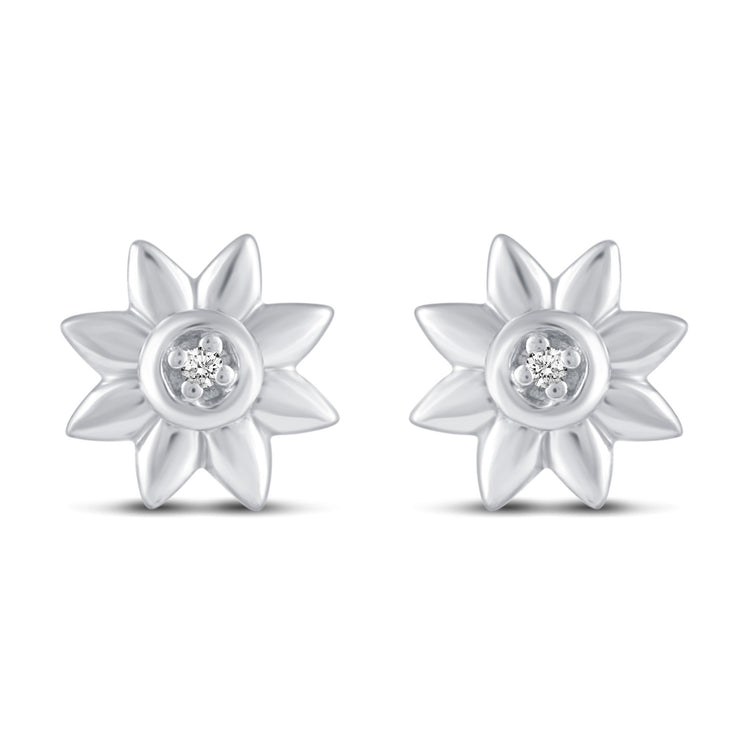 3 Pairs Set Ear Party 1/10 Cttw Natural Diamond Three Stone Bar Flower Marquise Flower Stud Earrings in 925 Sterling Silver