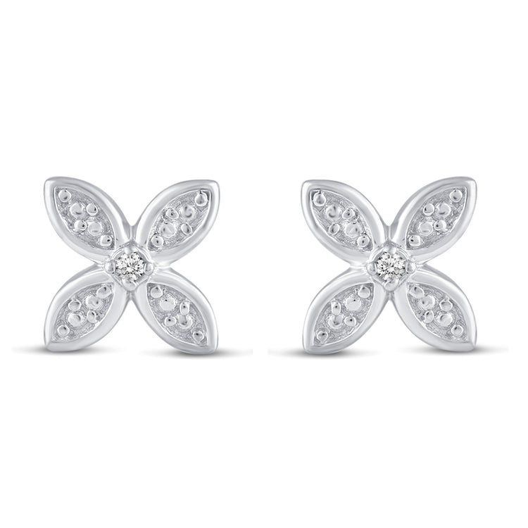 3 Pairs Set Ear Party 1/10 Cttw Natural Diamond Three Stone Bar Flower Marquise Flower Stud Earrings in 925 Sterling Silver
