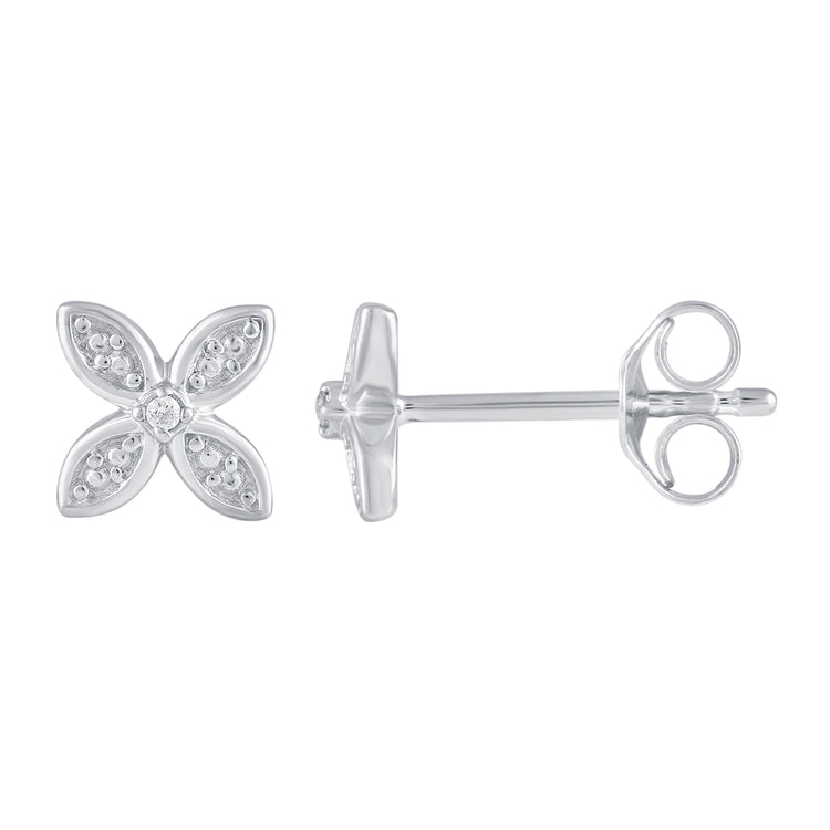 3 Pairs Set Ear Party 1/10 Cttw Natural Diamond Three Stone Bar Flower Marquise Flower Stud Earrings in 925 Sterling Silver