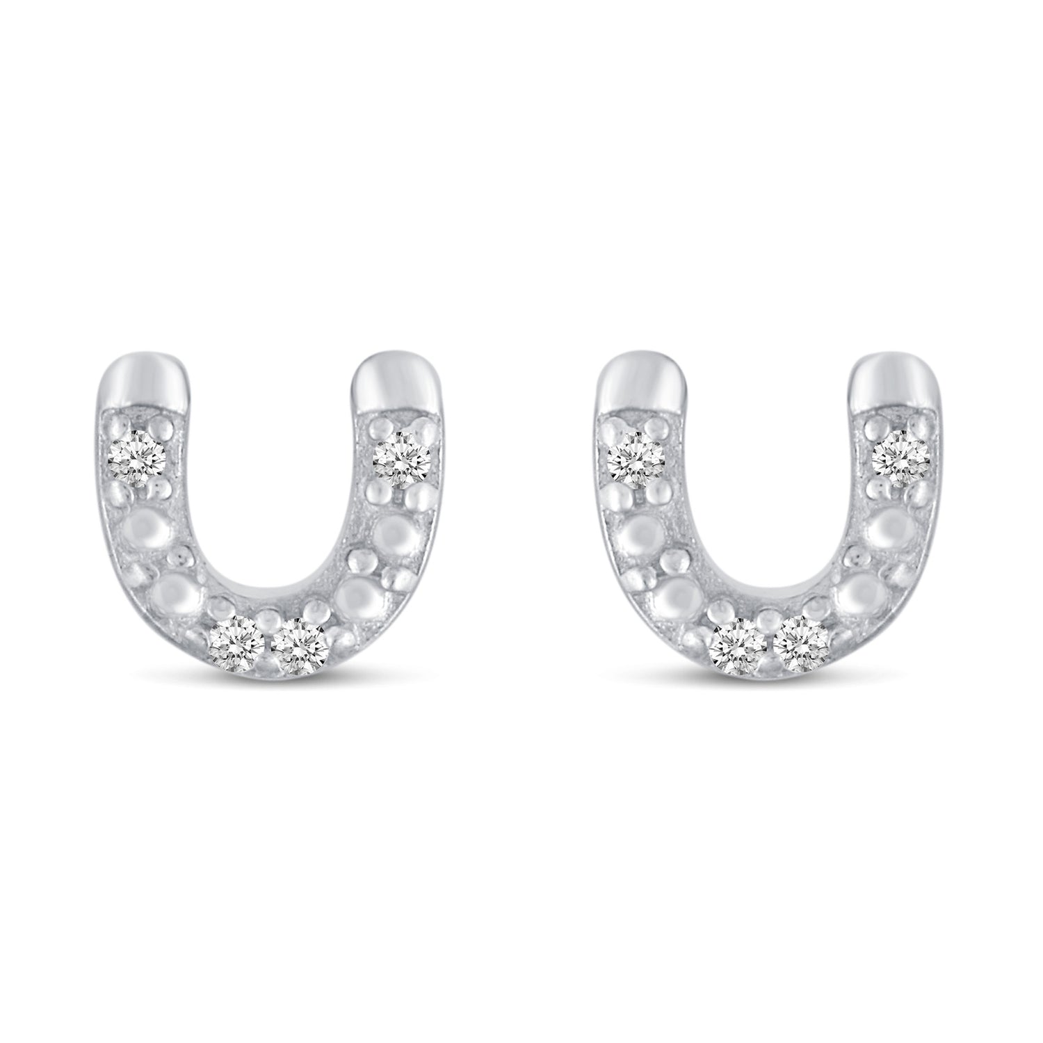 3 Pairs Set Ear Party 1/20 Cttw Natural Diamond Heart Horseshoe Cross Stud Earrings in 925 Sterling Silver