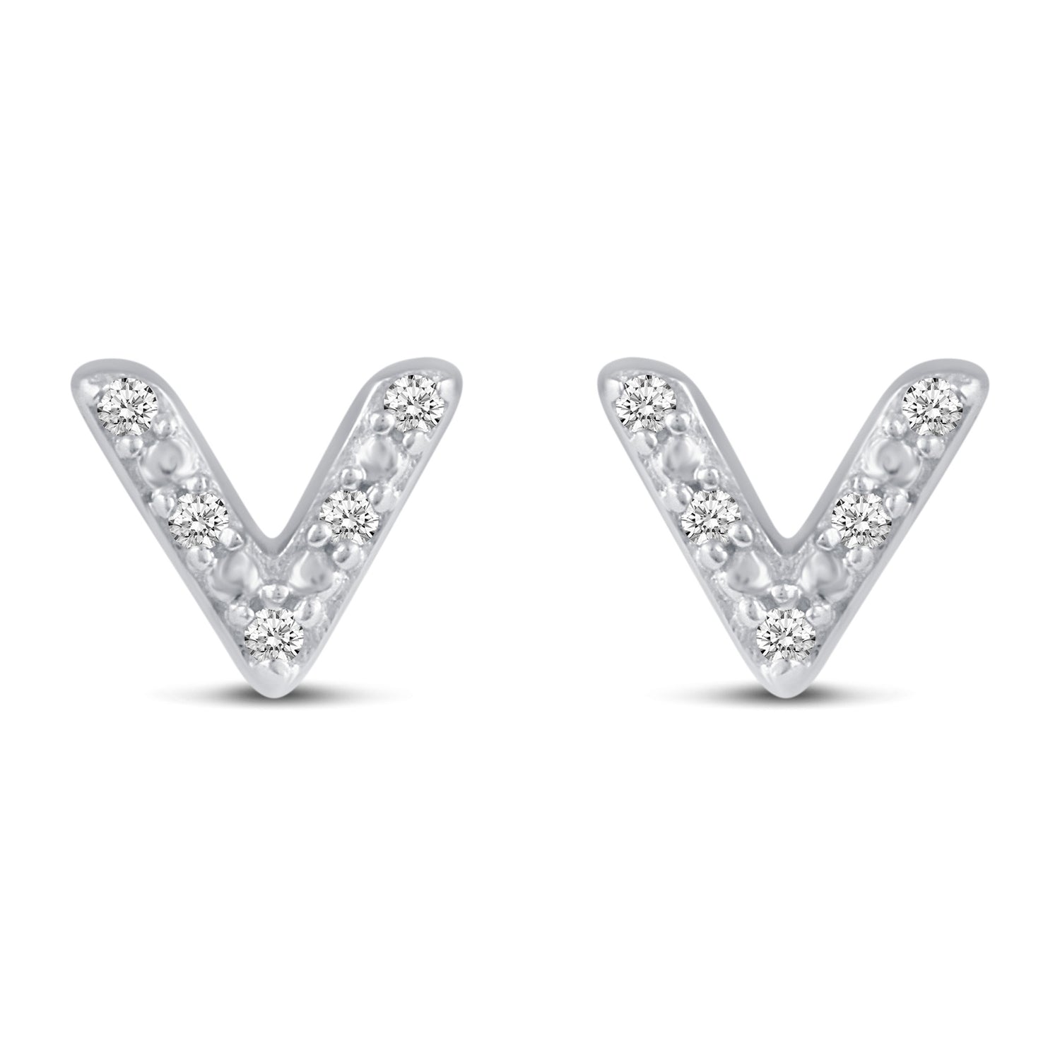 3 Pairs Set Ear Party 1/10 Cttw Natural Diamond Chevron Circle Diamond Shape Stud Earrings in 925 Sterling Silver