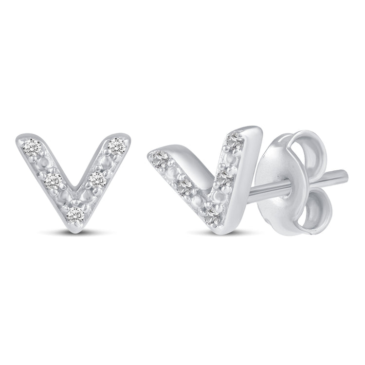 3 Pairs Set Ear Party 1/10 Cttw Natural Diamond Chevron Circle Diamond Shape Stud Earrings in 925 Sterling Silver