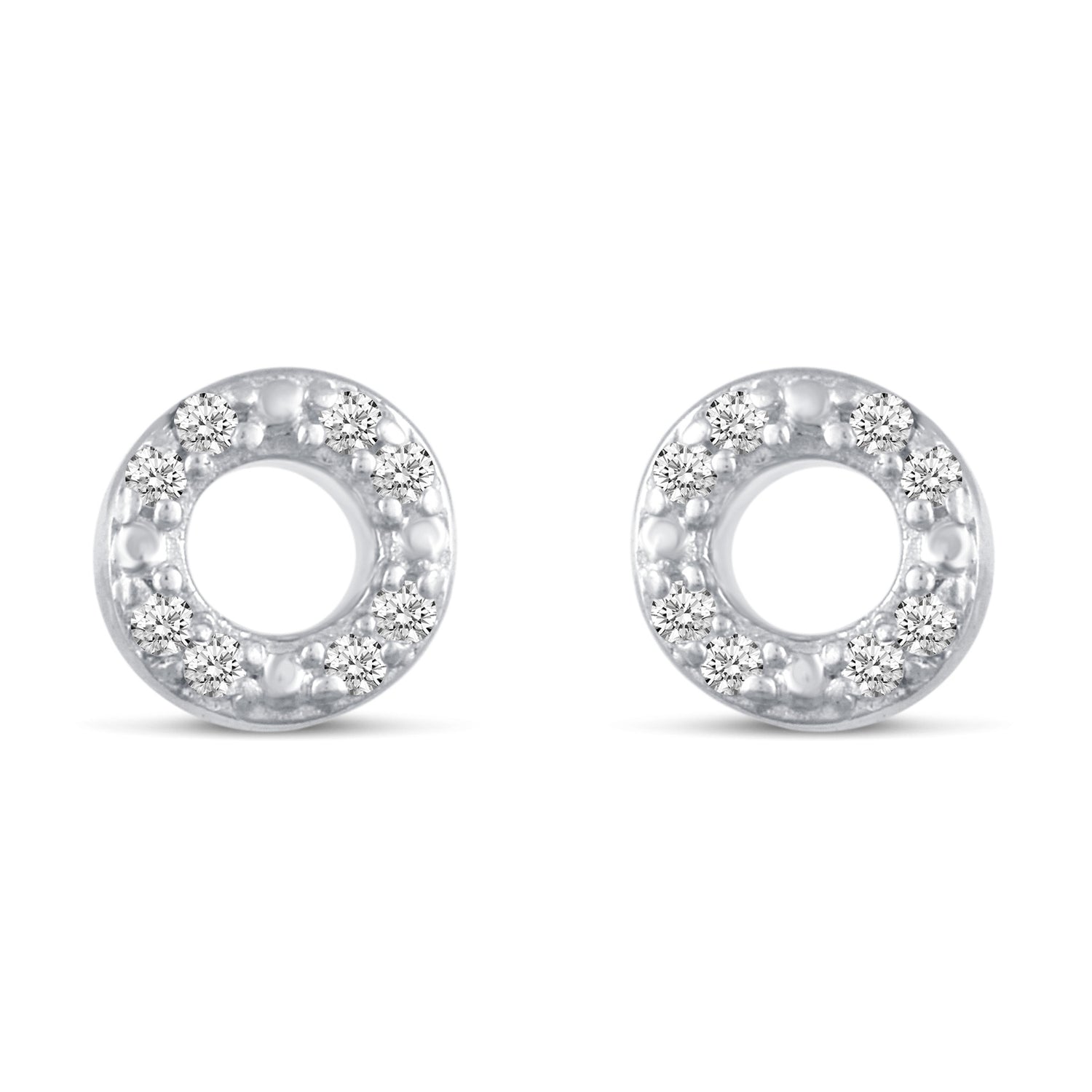 3 Pairs Set Ear Party 1/10 Cttw Natural Diamond Chevron Circle Diamond Shape Stud Earrings in 925 Sterling Silver