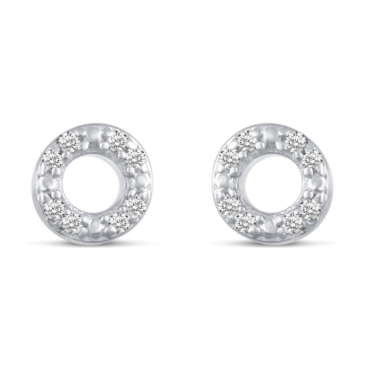 3 Pairs Set Ear Party 1/10 Cttw Natural Diamond Chevron Circle Diamond Shape Stud Earrings in 925 Sterling Silver