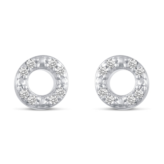 3 Pairs Set Ear Party 1/10 Cttw Natural Diamond Chevron Circle Diamond Shape Stud Earrings in 925 Sterling Silver