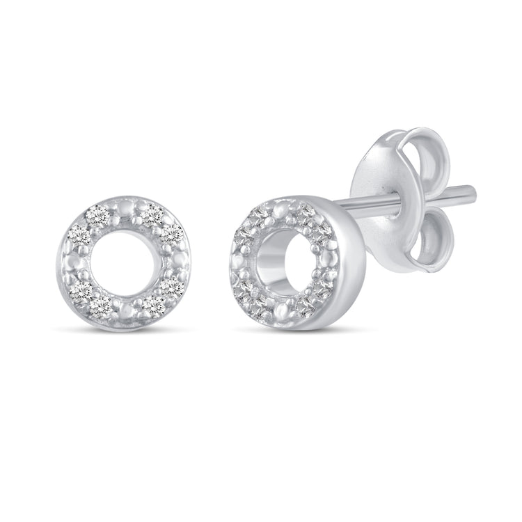 3 Pairs Set Ear Party 1/10 Cttw Natural Diamond Chevron Circle Diamond Shape Stud Earrings in 925 Sterling Silver
