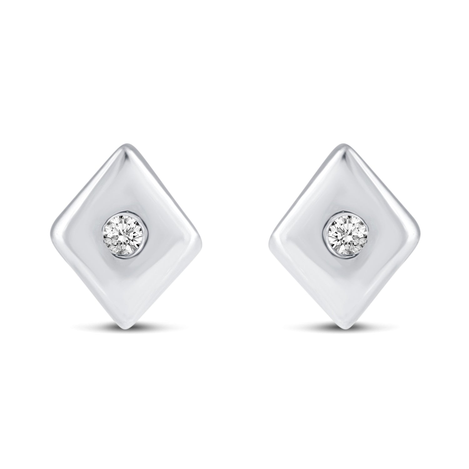 3 Pairs Set Ear Party 1/10 Cttw Natural Diamond Chevron Circle Diamond Shape Stud Earrings in 925 Sterling Silver