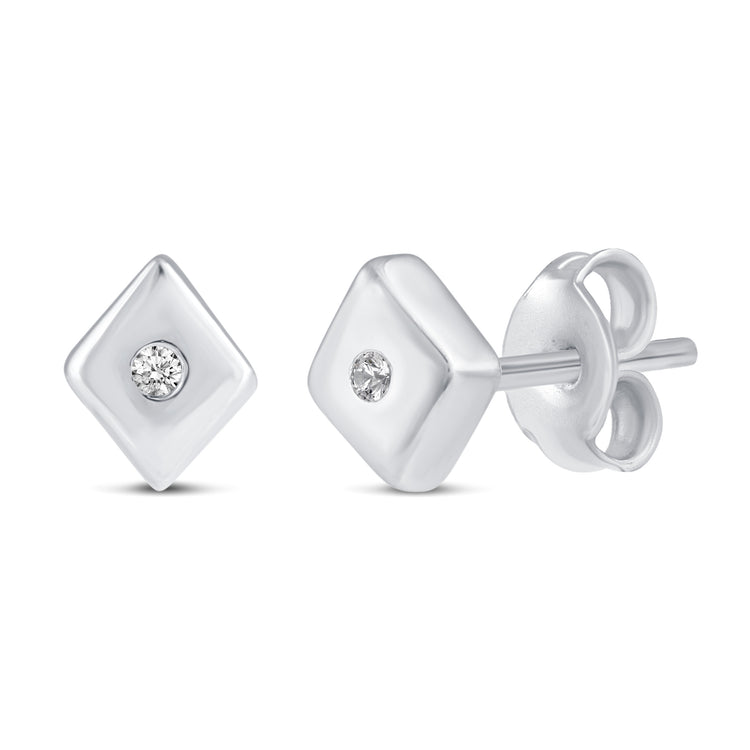 3 Pairs Set Ear Party 1/10 Cttw Natural Diamond Chevron Circle Diamond Shape Stud Earrings in 925 Sterling Silver