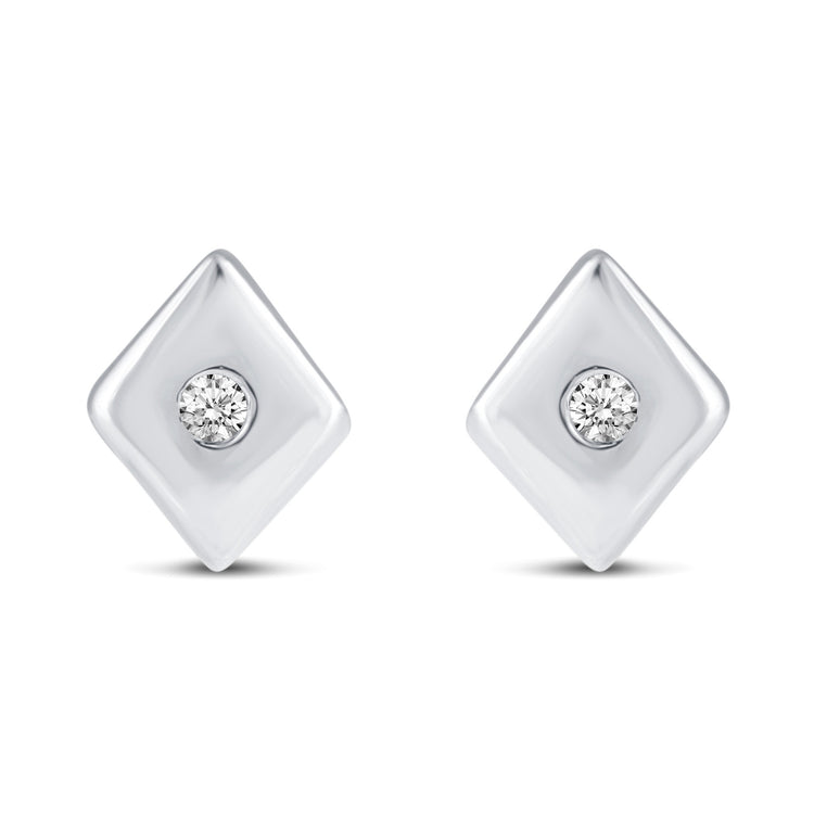 3 Pairs Set Ear Party 1/10 Cttw Natural Diamond Chevron Circle Diamond Shape Stud Earrings in 925 Sterling Silver