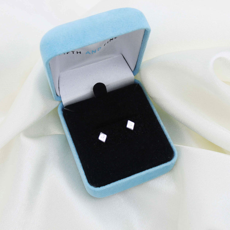 1/30 Cttw Natural Diamond Diamond Shape Stud Earrings in 925 Sterling Silver