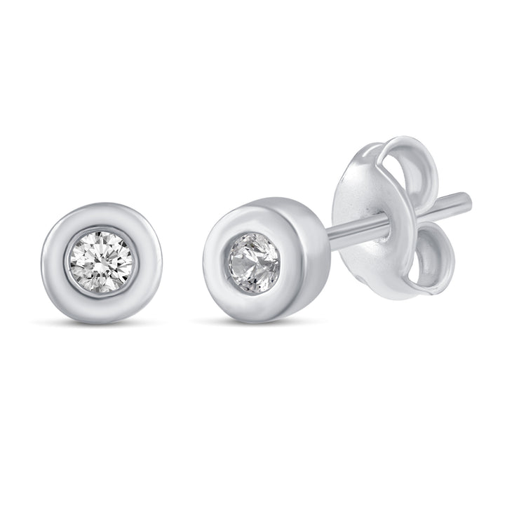 3 Pairs Set Ear Party 1/10 Cttw Natural Diamond Turtle Star Bezel Stud Earrings in 925 Sterling Silver