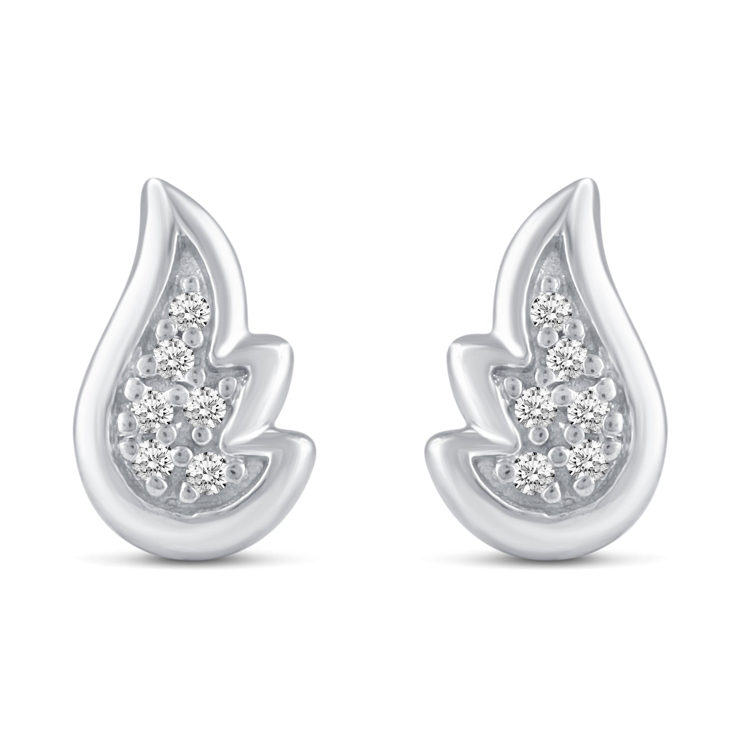 3 Pairs Set Ear Party 1/10 Cttw Natural Diamond Lightning Bolt Fish Angel Wing Stud Earrings in 925 Sterling Silver