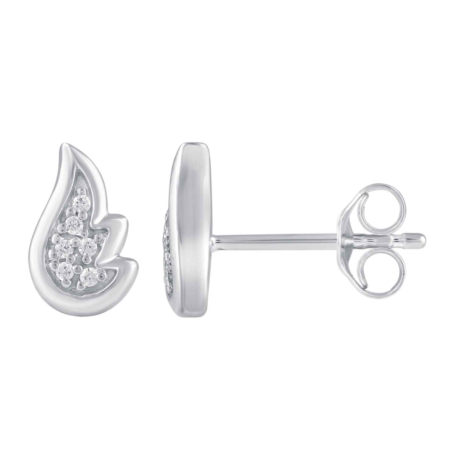 3 Pairs Set Ear Party 1/10 Cttw Natural Diamond Lightning Bolt Fish Angel Wing Stud Earrings in 925 Sterling Silver