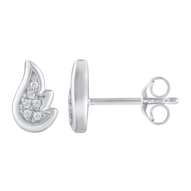 3 Pairs Set Ear Party 1/10 Cttw Natural Diamond Lightning Bolt Fish Angel Wing Stud Earrings in 925 Sterling Silver