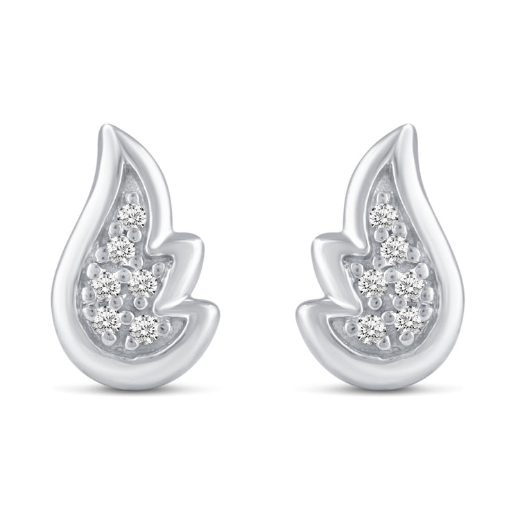 3 Pairs Set Ear Party 1/10 Cttw Natural Diamond Lightning Bolt Fish Angel Wing Stud Earrings in 925 Sterling Silver