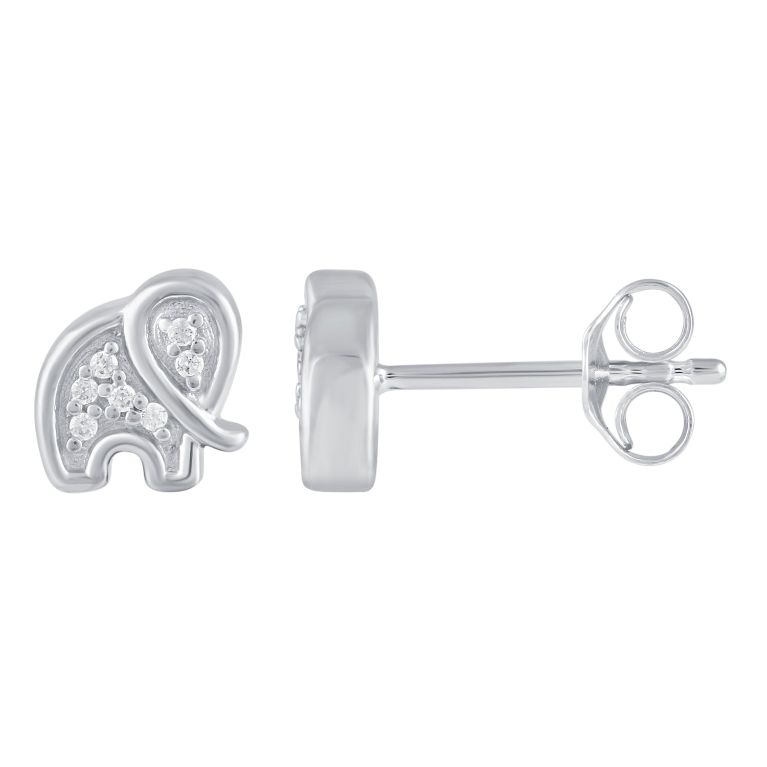 3 Pairs Set Ear Party 1/10 Cttw Natural Diamond Elephant Marquise Palm Tree Stud Earrings in 925 Sterling Silver