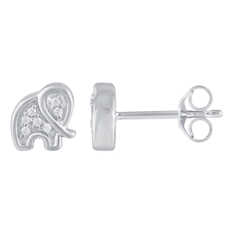 3 Pairs Set Ear Party 1/10 Cttw Natural Diamond Elephant Marquise Palm Tree Stud Earrings in 925 Sterling Silver