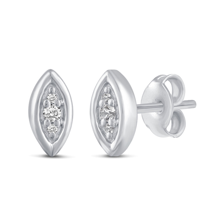 3 Pairs Set Ear Party 1/10 Cttw Natural Diamond Elephant Marquise Palm Tree Stud Earrings in 925 Sterling Silver