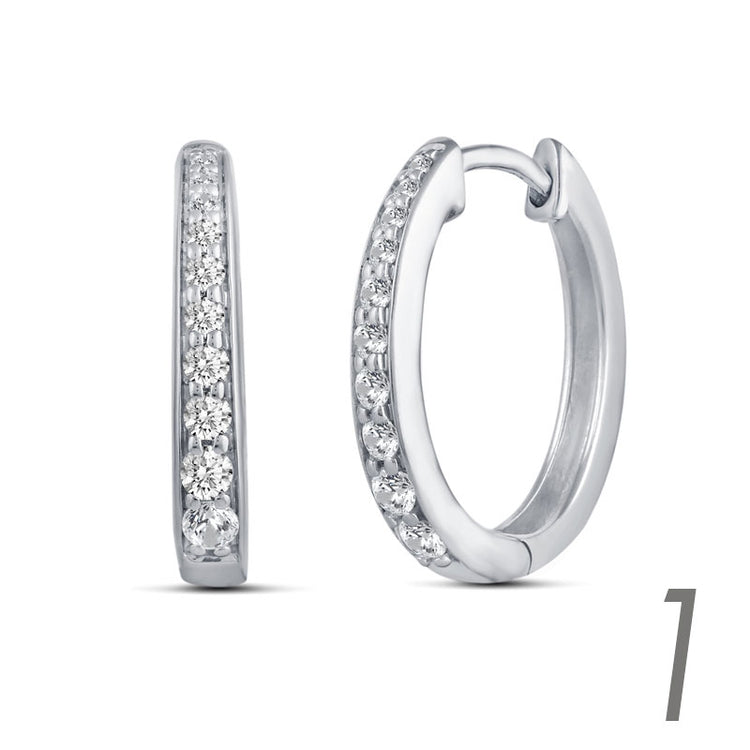 16 Design Diamond Hoops Earrings set in 925 Sterling Silver fine jewelry huggies trend gift wedding bridal brides