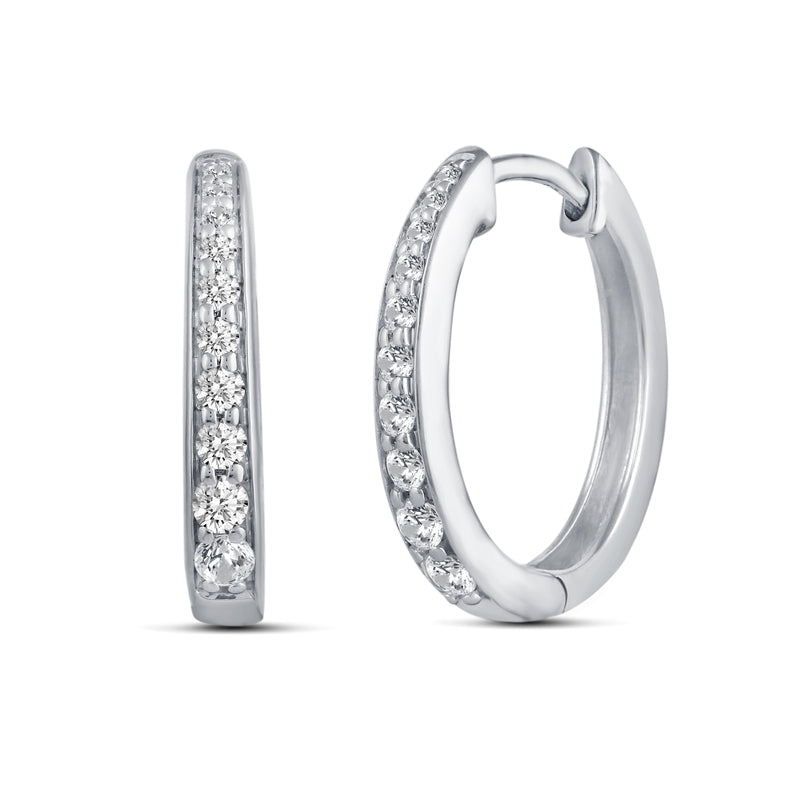 1/2 Cttw Diamond Channel Set Oval Hoop Earrings set in 925 Sterling Silver