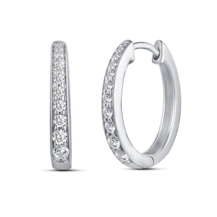 1/2 Cttw Diamond Channel Set Oval Hoop Earrings set in 925 Sterling Silver