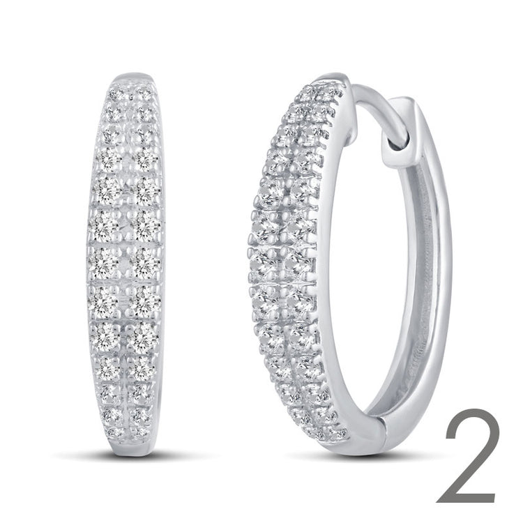 16 Design Diamond Hoops Earrings set in 925 Sterling Silver fine jewelry holiday birthday valentine day gift double