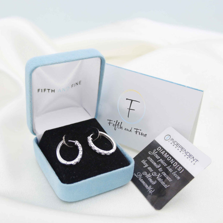 1/2 Cttw Diamond Classic Hoop Earrings set in 925 Sterling Silver