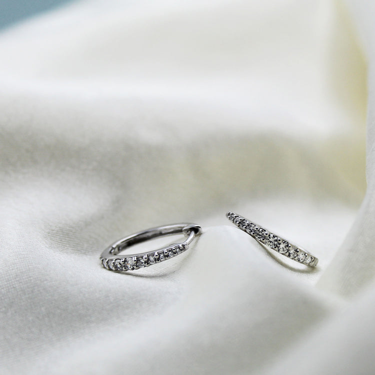 1/2 Cttw Diamond Dome Hoop Earrings set in 925 Sterling Silver