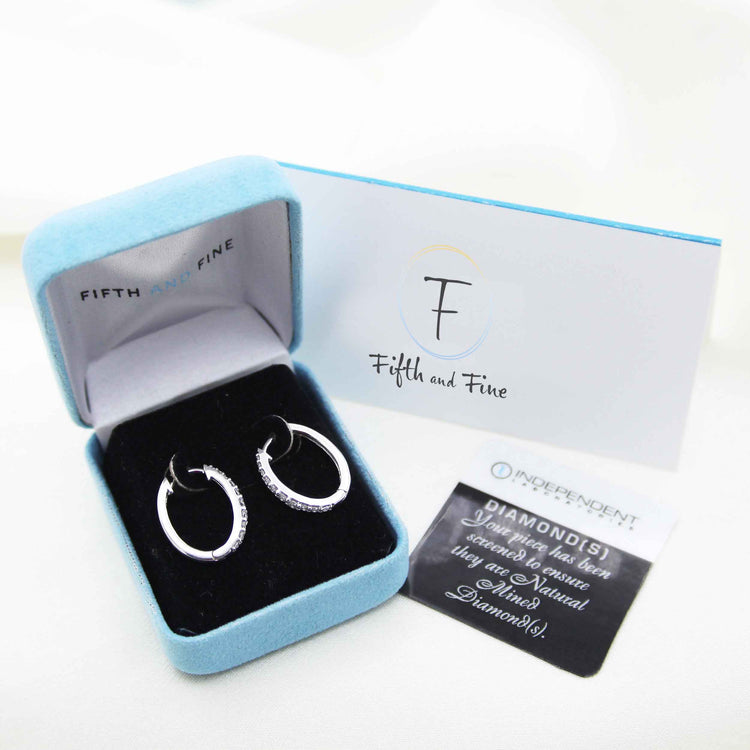 1/2 Cttw Diamond Dome Hoop Earrings set in 925 Sterling Silver