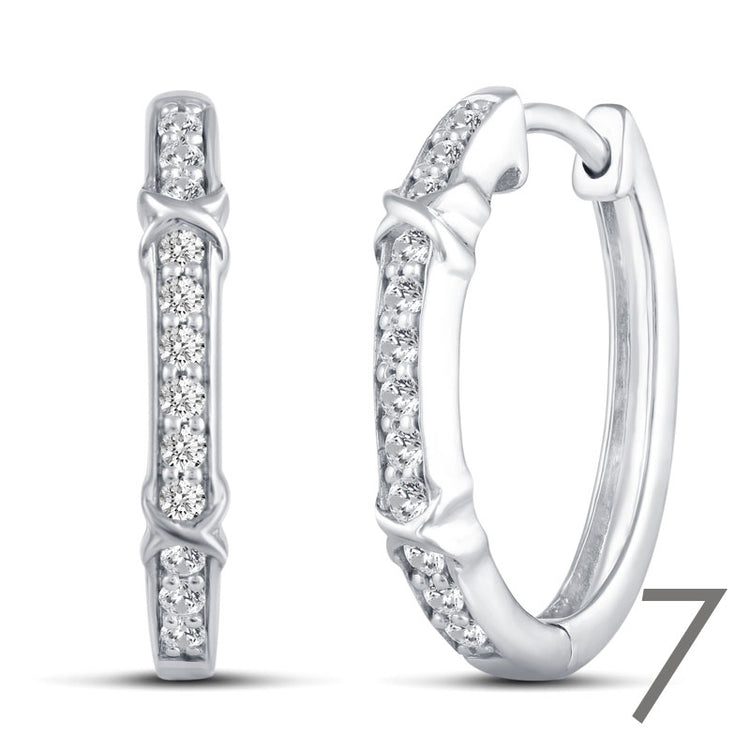 16 Design Diamond Hoops Earrings set in 925 Sterling Silver fine jewelry holiday birthday valentine day gift xo kiss hugg
