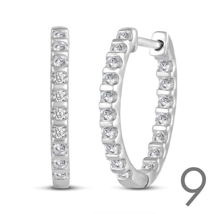 16 Design Diamond Hoops Earrings set in 925 Sterling Silver fine jewelry holiday birthday valentine day gift