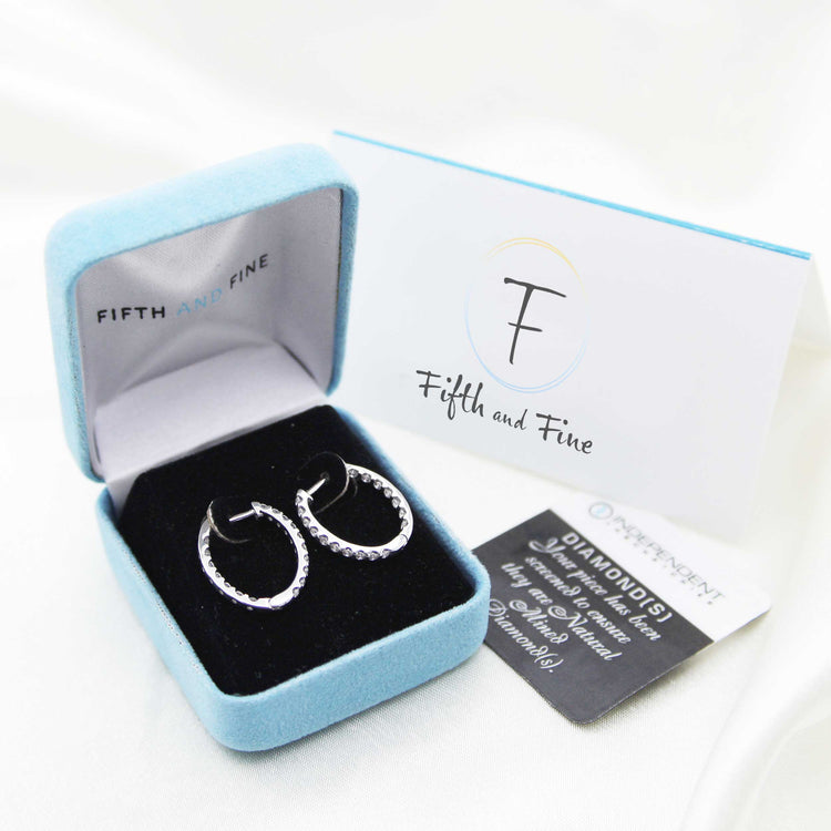 1/2 Cttw Diamond Inside Out Hoop Earrings set in 925 Sterling Silver