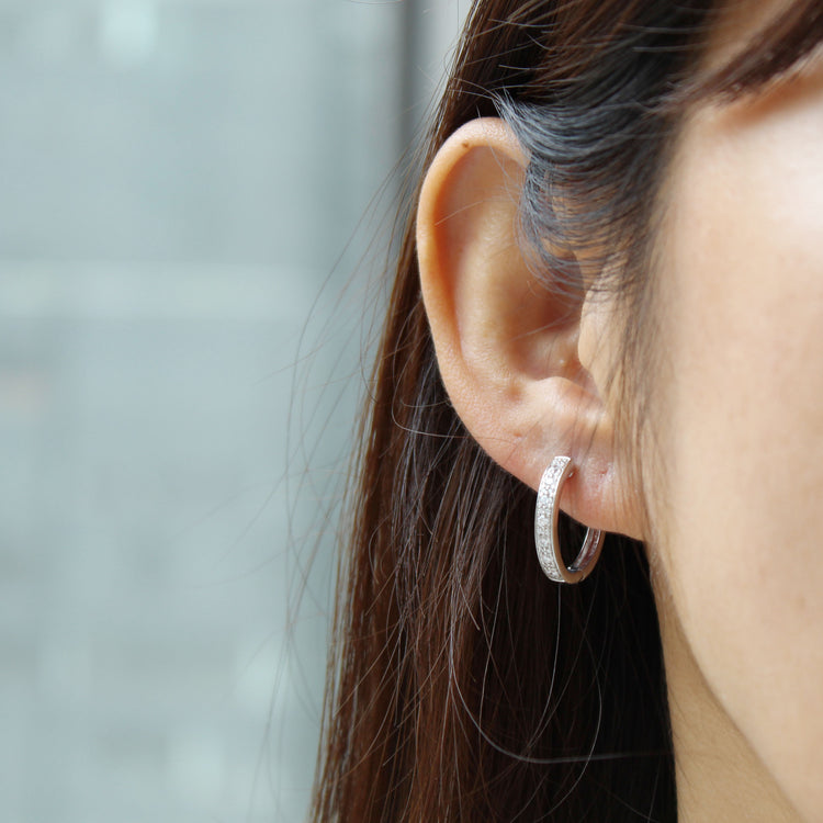 1/2 Cttw Diamond Channel-Set Hoop Earrings set in 925 Sterling Silver