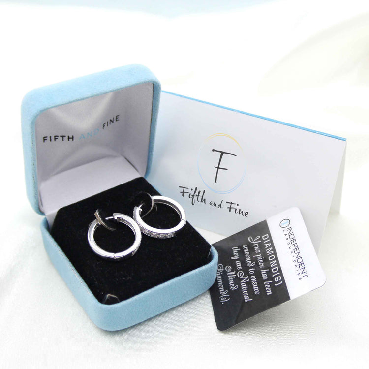 1/2 Cttw Diamond Channel-Set Hoop Earrings set in 925 Sterling Silver