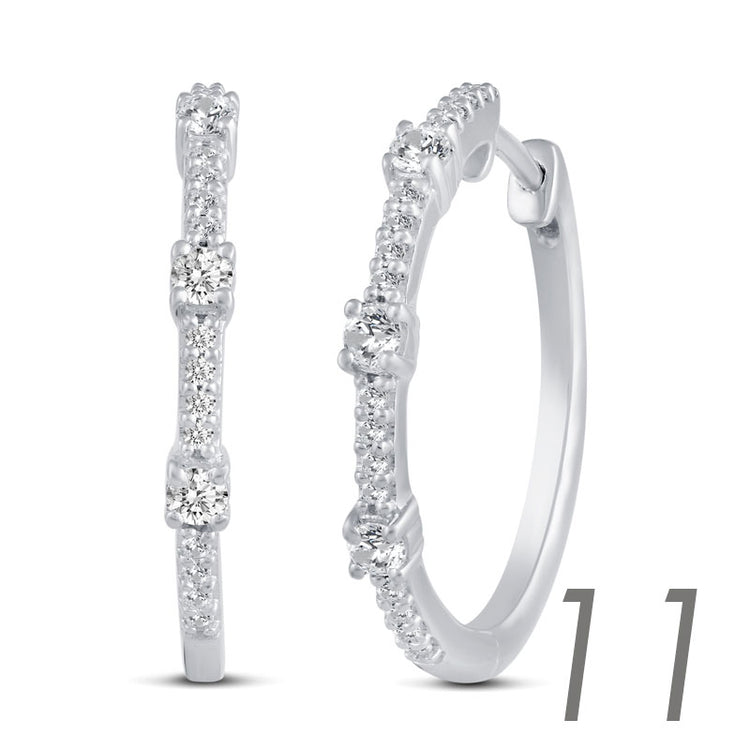 16 Design Diamond Hoops Earrings set in 925 Sterling Silver fine jewelry holiday birthday valentine day gift