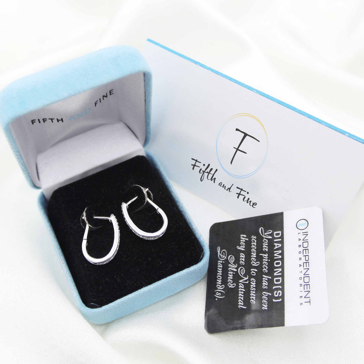 1/4 Cttw Diamond Channel-Set Horse Shore Hoop Earrings set in 925 Sterling Silver