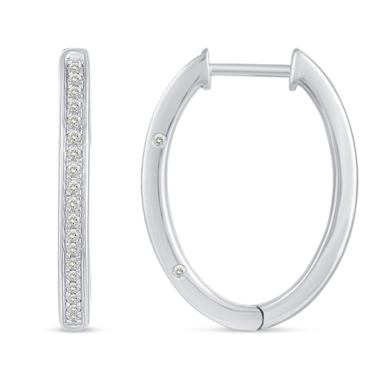 1/4 Cttw Diamond Channel-Set Hoop Earrings set in 925 Sterling Silver