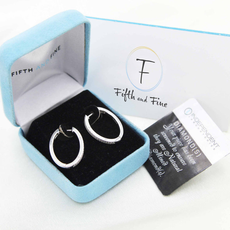 1/4 Cttw Diamond Channel-Set Hoop Earrings set in 925 Sterling Silver