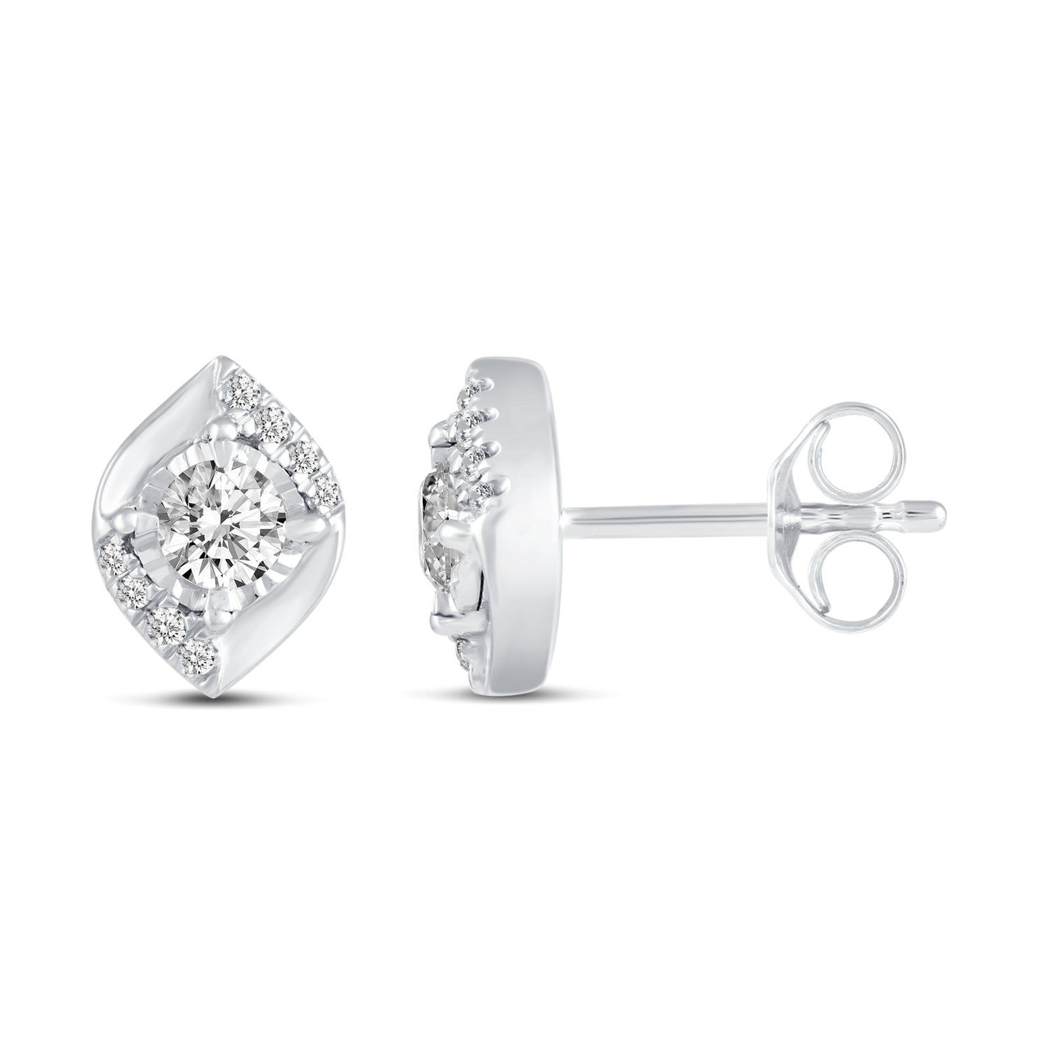 14K Yellow/White Gold 1/2 Cttw (I1-I2 Clarity) Diamond Leaf Stud Earrings