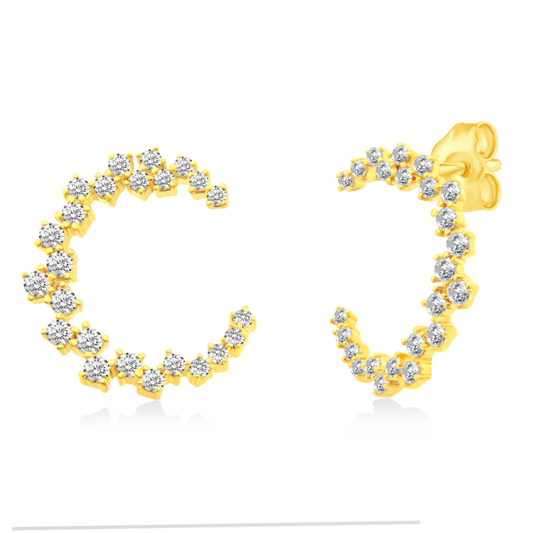 Royal Aura 14K Yellow/White Gold 1/2 Cttw (I1 Clarity) Diamond Hoop Earrings